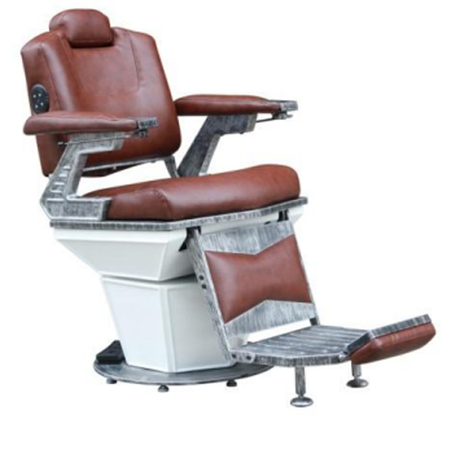 Cadeira barbeiro hidráulica vintage clássico apoio para pés Modelo Check  Marrom